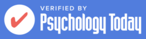 A blue background with the words verified by psychology written in white.